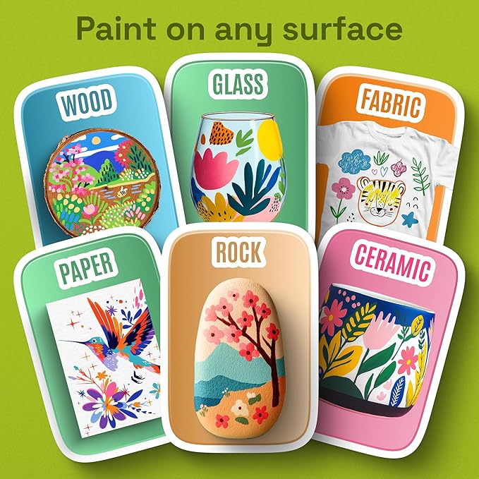 ARTISTRO 24 Acrylic Paint Markers for Rock, Fabric, Wood, Glass, Decoration - Dual-Tip Paint Pens for Coloring Books for Adults, Teens, Kids - Art and Craft Supplies Kit - Gift Idea