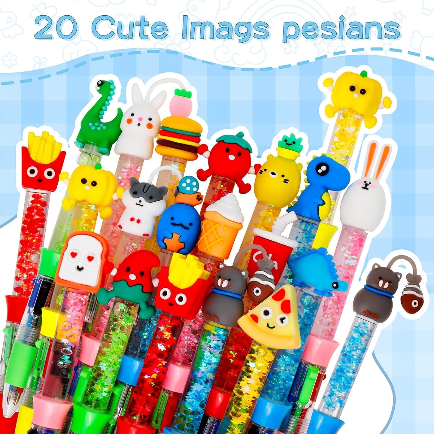 CZWZ 20Pcs Multicolor Pens in One 4-in-1 Cute Pens Bulk for Kids, Ballpoint Pen for Birthdays and Children's Parties, Fun Gifts Assorted Ink Kawaii Pen