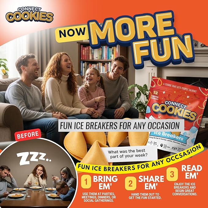 Connect Cookies – Icebreaker Fortune Cookies for Team Building, Meetings & Events | Fun Conversation Starters for Work, Parties, and Offsites