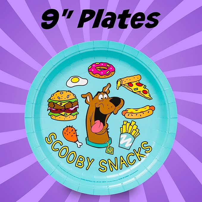 Silver Buffalo Scooby Doo Scooby Snacks 32 Pack Partyware Disposable Paper Plates and Napkins