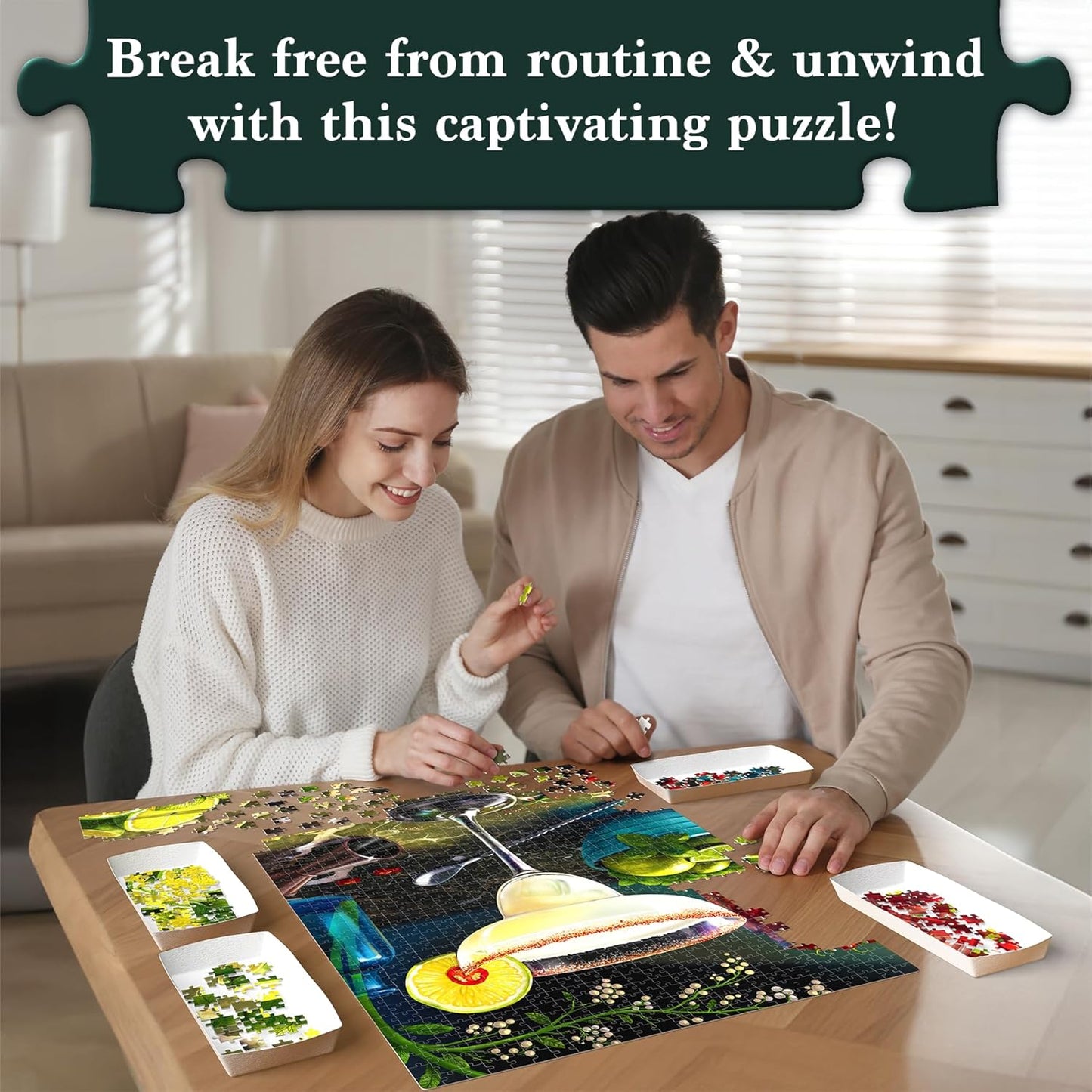 Jigsaw Puzzle 1000 Pieces - The Margarita, Brain-Boosting Fun for Adults, Families, Friends, Christmas, Game Nights, Gifts for Cocktail Lovers, Poster Included, Finished Size 27.5" x 19.5"