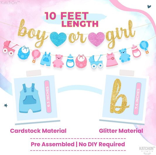 KatchOn, Gender Reveal Decorations Kit - Pack of 40, No DIY | Boy or Girl Gender Reveal Banner | Boy or Girl Baby Shower Decorations | Blue and Pink Gender Reveal Balloon Arch Kit | Boy or Girl Sign