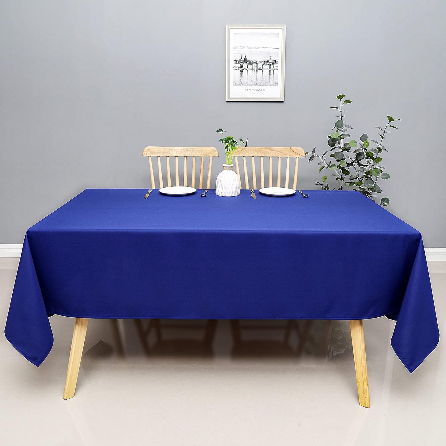 Wewoch Royal Blue Rectangle Tablecloth Wrinkle Resistant Washable Fabric Table Cloth for Dining, Kitchen, Parties, Weddings and Outdoor Use 60 Inch by 104 Inch