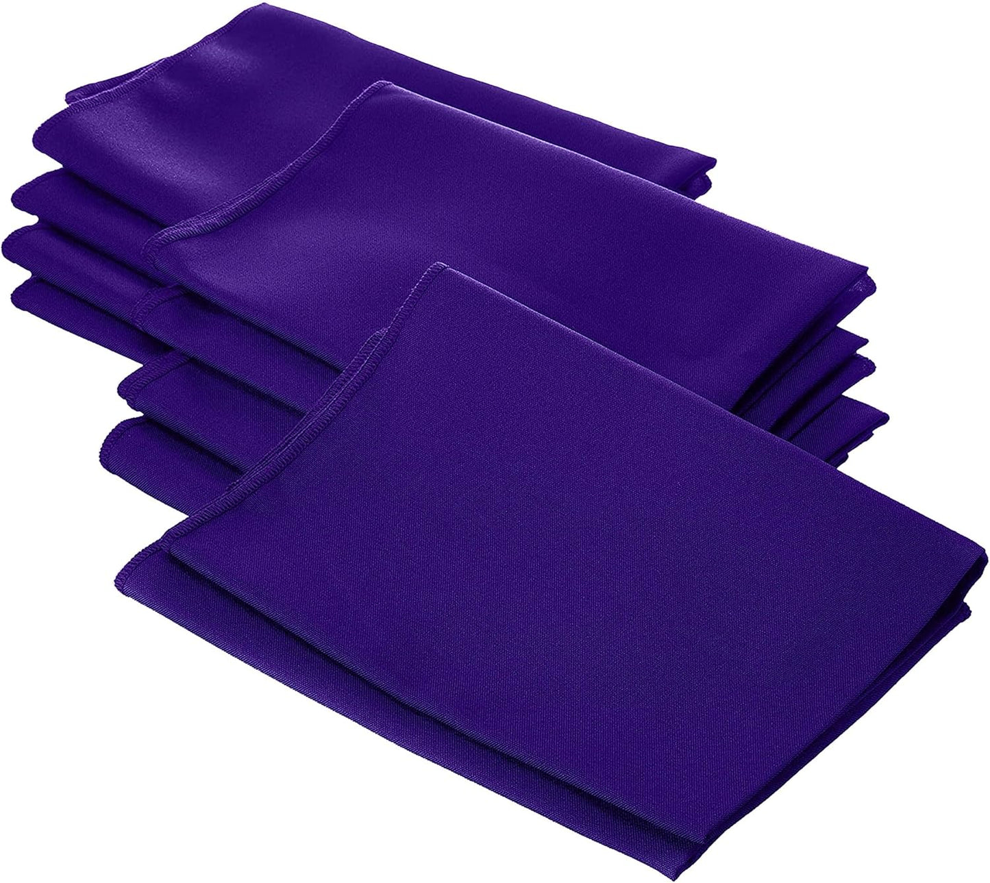 LA Linen 10-Pack Poly Poplin Napkin, Soft Cloth Napkins, Washable Reusable Napkins, Stain and Wrinkle Resistance Table Napkins for Dinner, Wedding, Parties, 18 by 18-Inch, Purple
