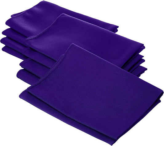 LA Linen 10-Pack Poly Poplin Napkin, Soft Cloth Napkins, Washable Reusable Napkins, Stain and Wrinkle Resistance Table Napkins for Dinner, Wedding, Parties, 18 by 18-Inch, Purple