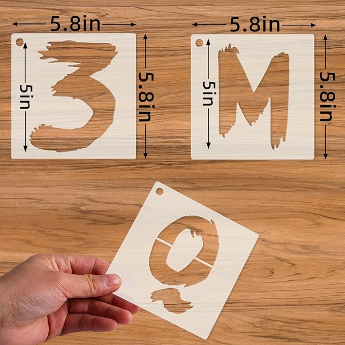 36pc Letter Stencils for Painting, Reusable Numbers & Alphabet Stencils - 5 Inch, Cursive