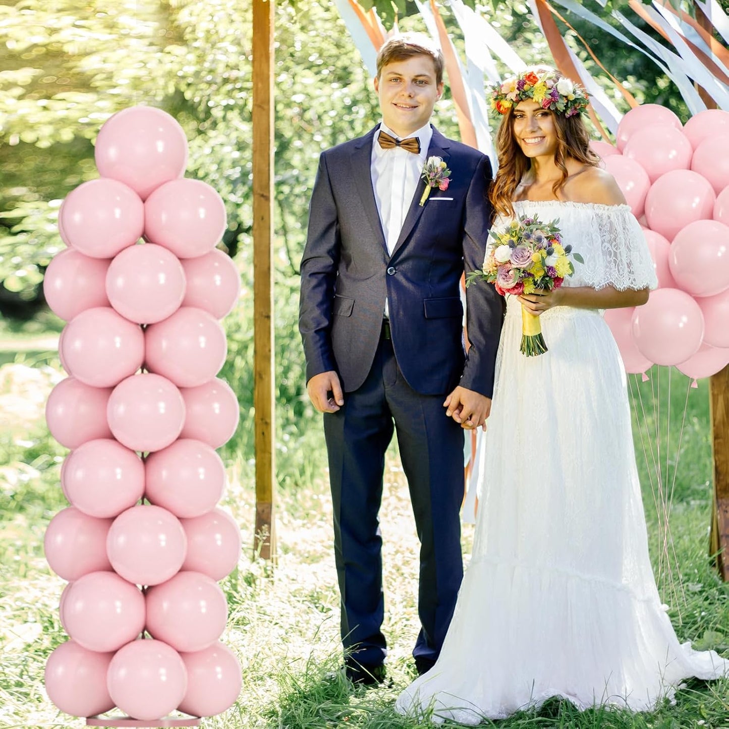 50pcs Pink Balloons, 12inch Light Pastel Pink Balloon for Birthday Party Baby Shower Wedding Anniversary Valentine’s Decoration (With Ribbon & Glue)