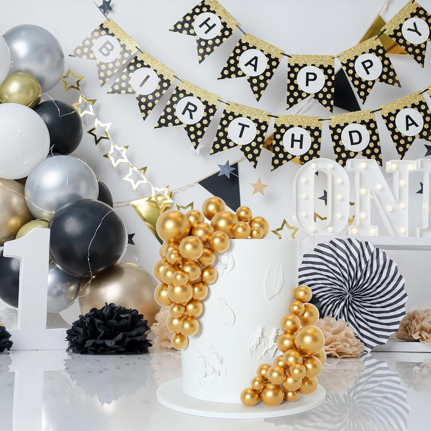 75 Pieces Gold Cake Balls Topper Decorations Foam Cupcake Topper Mini Balloon Cake Topper Balls Cake Picks for Cake Deco Birthday Party Wedding