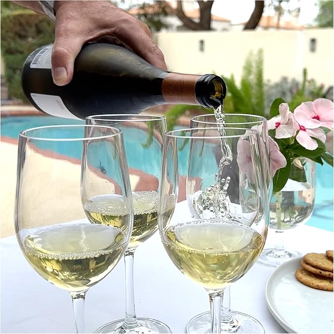 Lily's Home Unbreakable Chardonnay Wine Glasses, Made of Shatterproof Plastic and Ideal for Indoor and Outdoor Use, Reusable 12oz. Set of 4