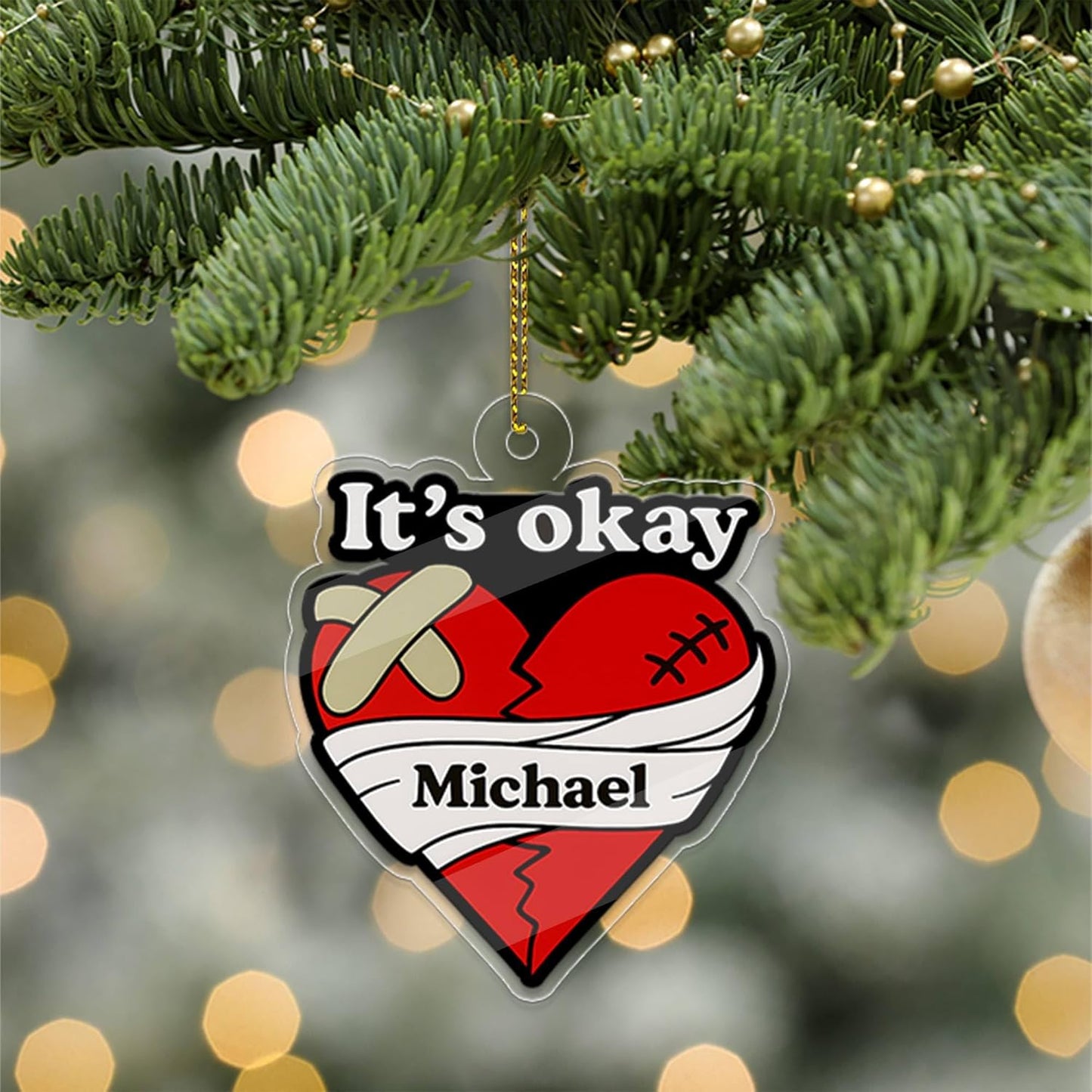 Personalized It's Okay Broken Heart Acrylic Ornament, Funny Ornament Gift, Holiday Xmas Decor, Gift For Friends, Breakup Gift Acrylic Ornament – Personalized Christmas Tree