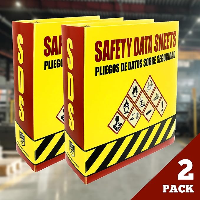 Performore SDS Binder - 3 Inch Heavy Duty 3 Ring Binder, English - Spanish Bilingual, Organize & Store up to 600 Safety Data Sheets with Ease, Pack of 2