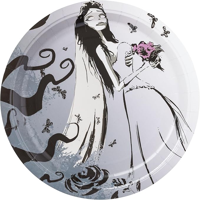 Silver Buffalo Tim Burton's Corpse Bride 32 Pack Partyware Disposable Paper Plates and Napkins