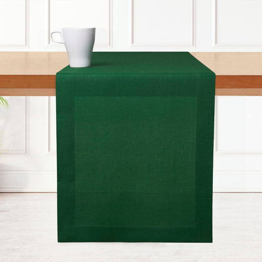 D'Moksha Homes Linen Table Runner 48 Inches - 100% Pure Linen Forest Green Table Runner 14 x 48 Inch for Coffee Tables, Dresser, Fall, Autumn and Halloween - Machine Washable