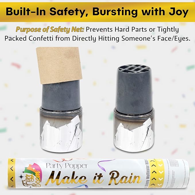 2 Pack 12 Inch Multicolor Confetti Poppers | Metallic Foil Multicolor Confetti Popper Set for Wedding, Birthday Party Celebrations | Releases 15 ft in the Air
