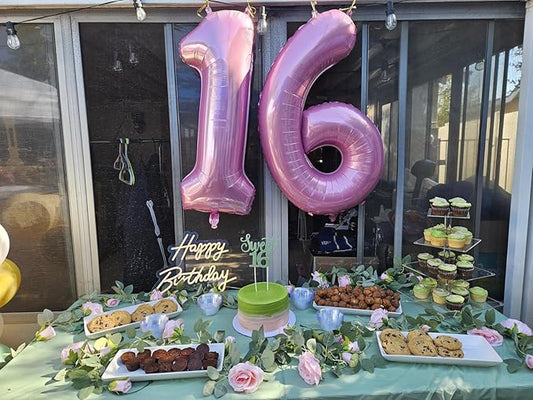 Number 6 Balloon 40 Inch, 6 7 Six Seven Birthday Decorations, 6th Birthday Balloon for Boy Girl, Pink 16 60 61 65 Numbers Balloons Party Wedding Events Decorations