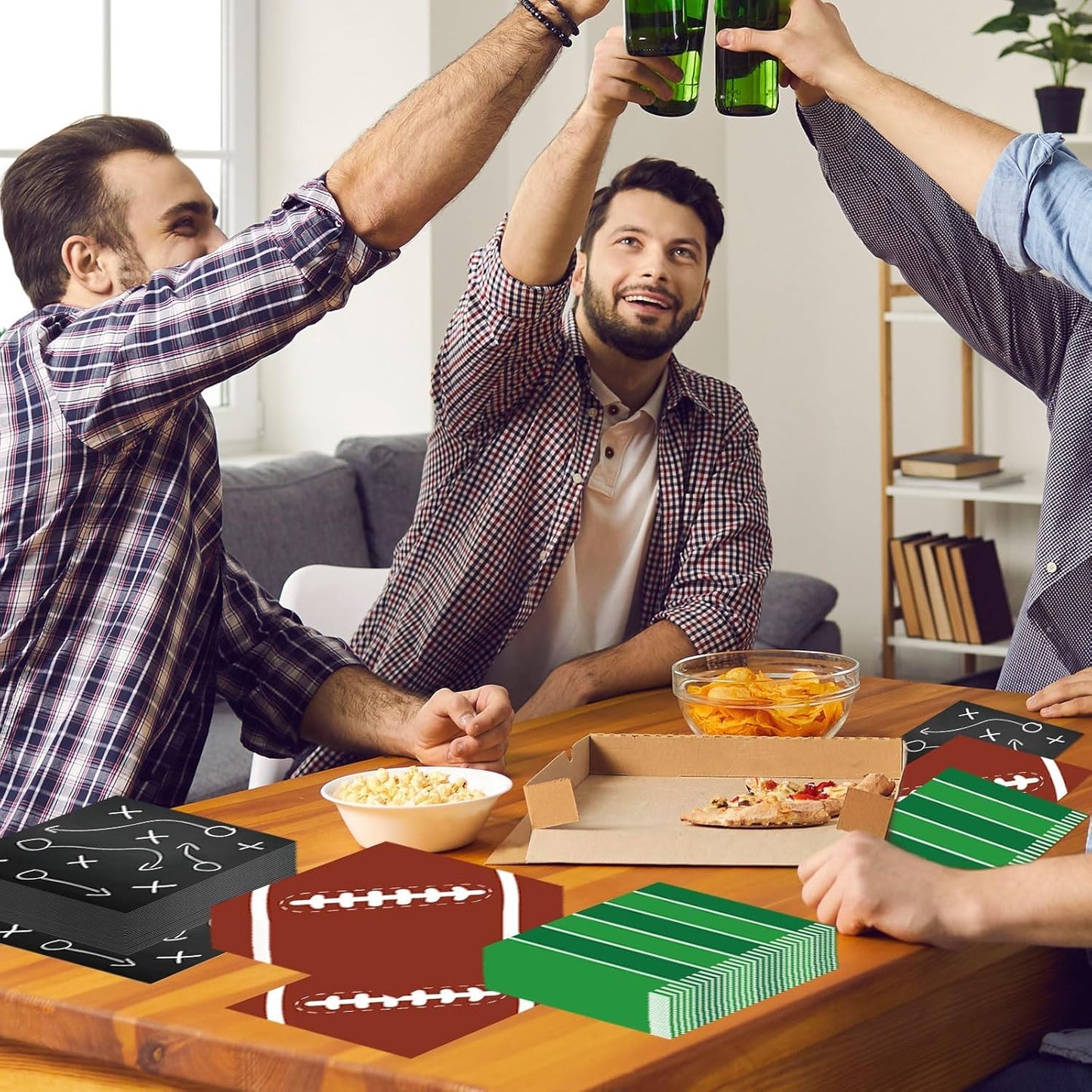 Qyeahkj 120pcs Football Paper Napkins Supplies Disposable Football Birthday Napkins Set Decorations for Events Party Frenzy Game Time Tailgate Sports Party Favors, 3 Design
