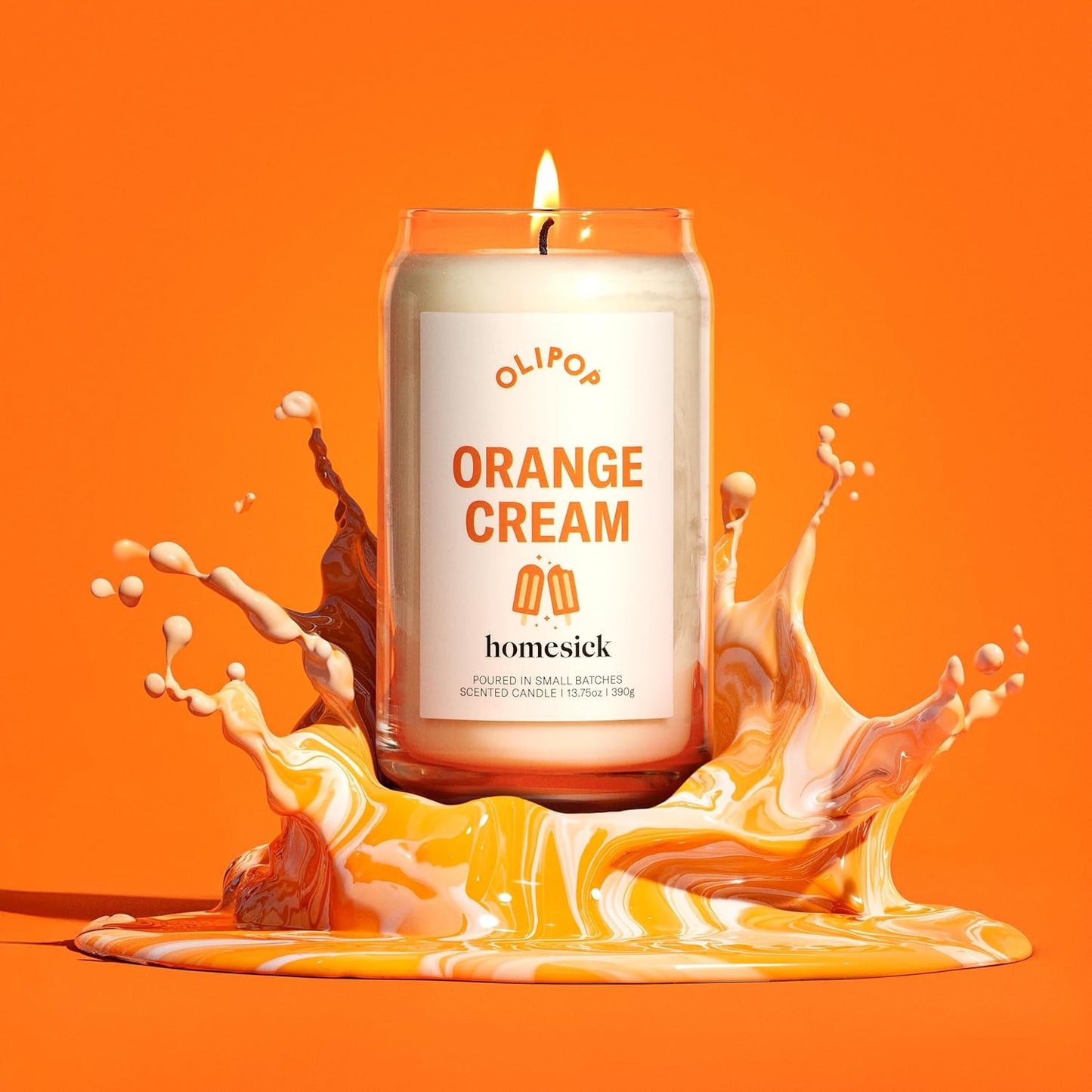 Homesick – Olipop Orange Cream Scented Candle – Premium 13.75 oz Soy Wax Candle in Glass Jar with Cotton Wick, 60–80 Hour Burn, Nostalgic Citrus Vanilla Scent, Wedding & Engagement Gifts for Couples