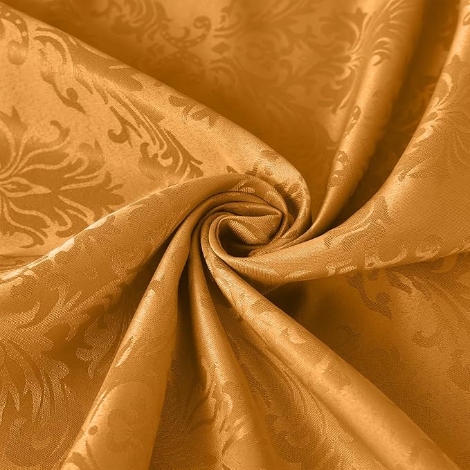 SASTYBALE Square Thanksgiving Tablecloth Washable Spill Proof Wrinkle Resistant Damask Table Cloth, Soft Polyester Table Cover for Kitchen Parties Farmhouse, Amber 52×52 Inch