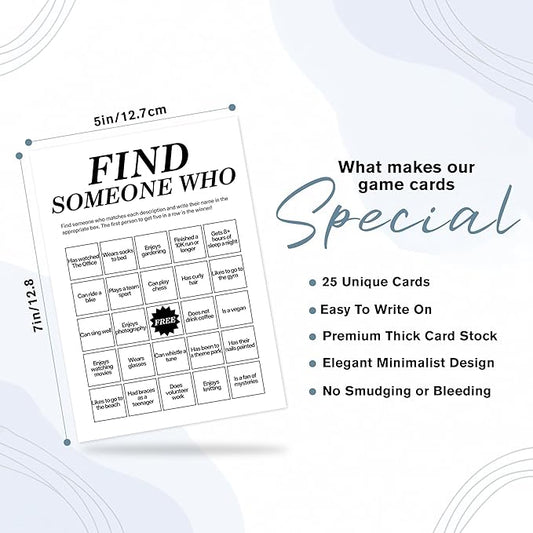 Sahjzk Office Bingo Cards, 25 Unique Randomized 5x7 Sheets, Get to Know You Bingo Game for Adults, Ice Breaker Office Party Games, Team Building Games for Work, High Replay Value - B004