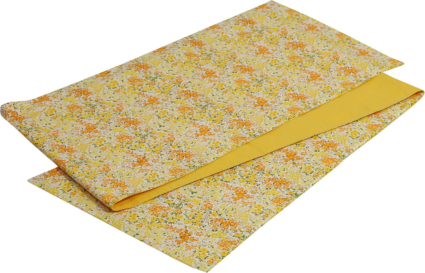 Indtresor Indian Heritage Fabric Cotton Table Linen Reversible Set Runner Napkins Mats in Yellow Orange