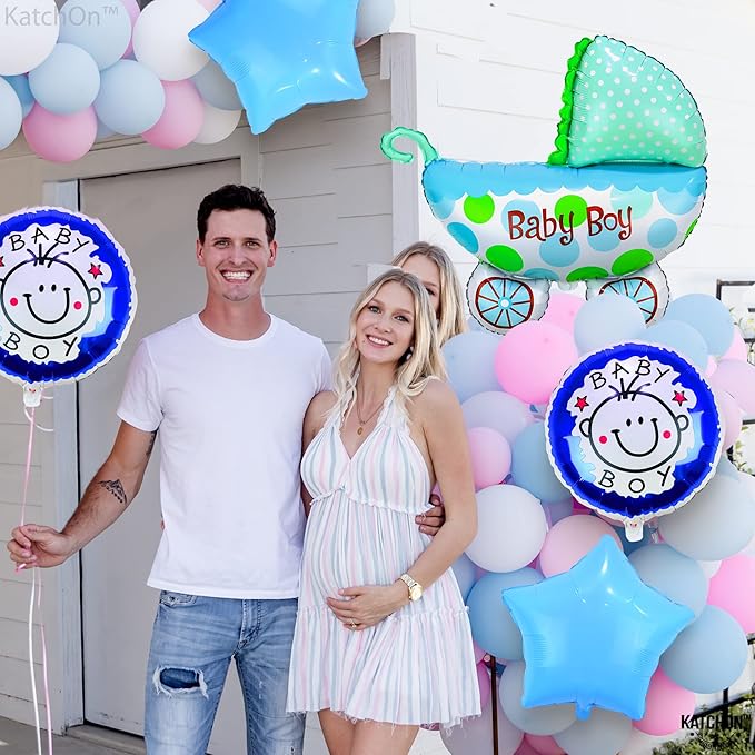 KatchOn, Baby Shower Decorations for Boy - 27 Inch, Pack of 5 | Its A Boy Balloons for Gender Reveal Decorations | Welcome Baby Boy Balloons for Baby Boy Shower