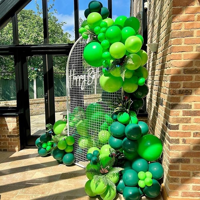 Green Balloons Different Shades Dark Emerald Hunter Forest Lime Metallic Green Latex Balloon Confetti Balloon for Patrick's Day Jungle Safari Birthday Baby Shower Themed Graduation Party Decor