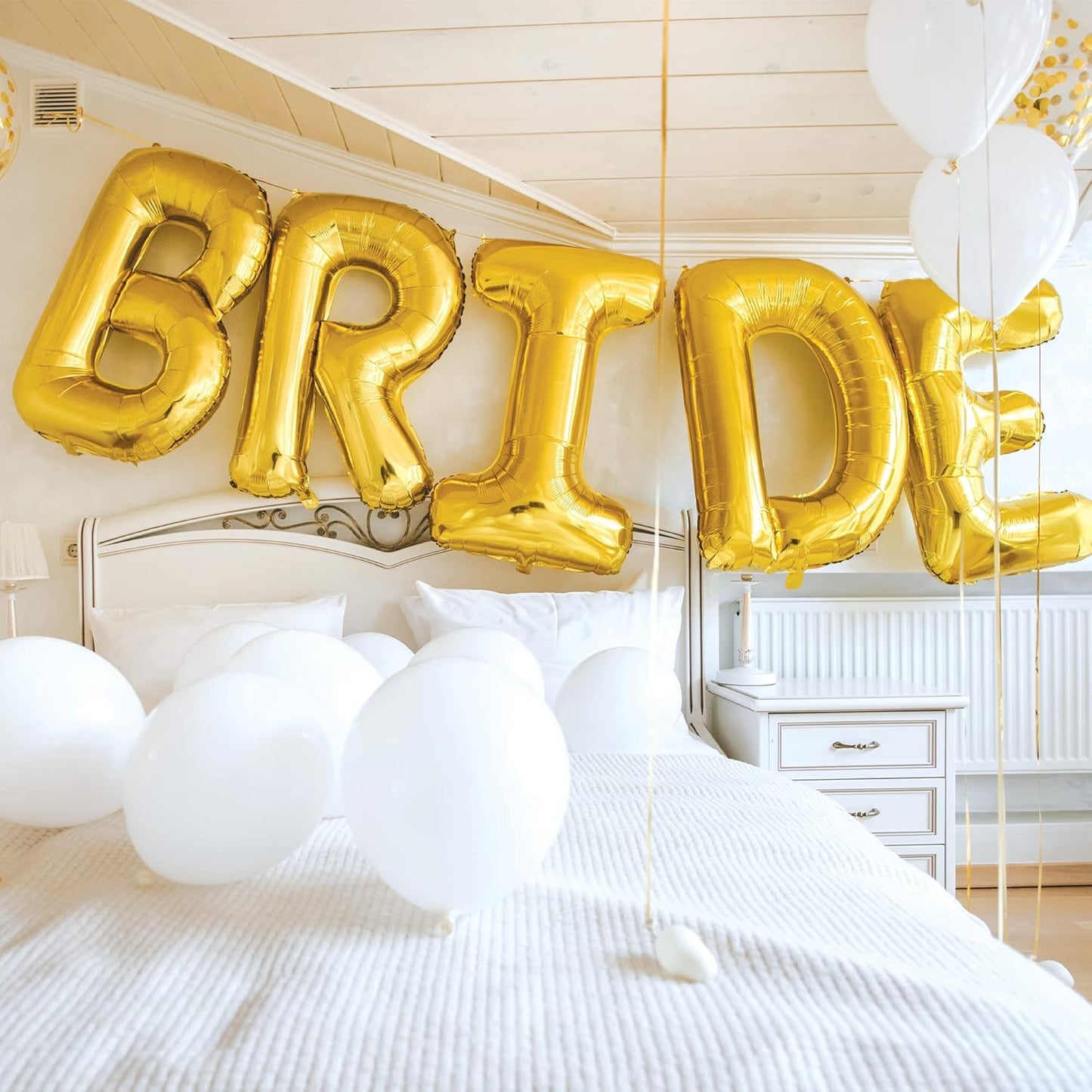 HOUSE OF PARTY Bride Balloon - 40'' Foil Balloons for Wedding Bridal Shower Engagement Party Decor - Bachelorette Party Supplies for Bride-to-Be! - Gold