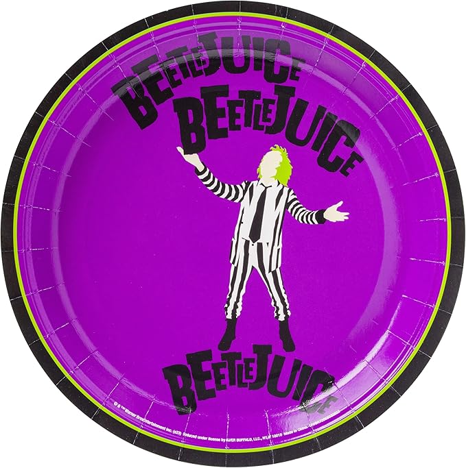 Silver Buffalo Tim Burton's Beetlejuice 32 Pack Partyware Disposable Paper Plates and Napkins
