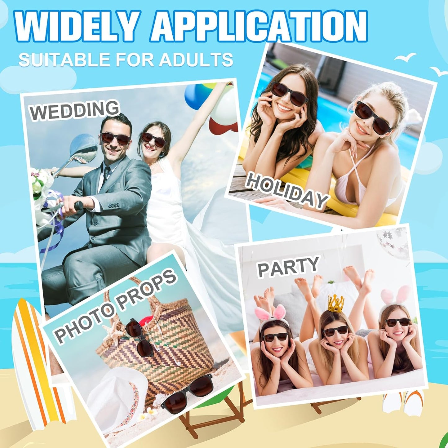 ASTARON 12 Pack Party Sunglasses Bulk Neon Party Favors for Beach Wedding Party Pool Party Supplies