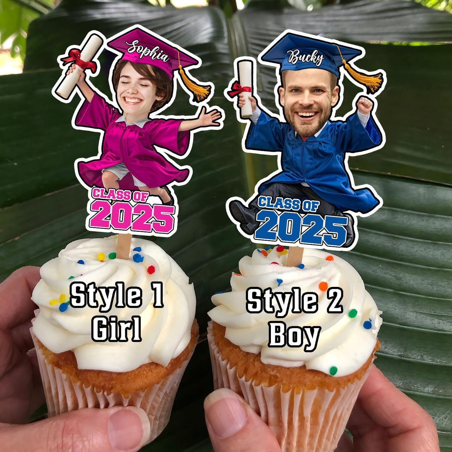 Graduation Cupcake Toppers 2025 - Custom Prom Cupcake Toppers 2025, Personalized Graduation Cake Topper, High School Senior Year College Grad Congratulations Gifts