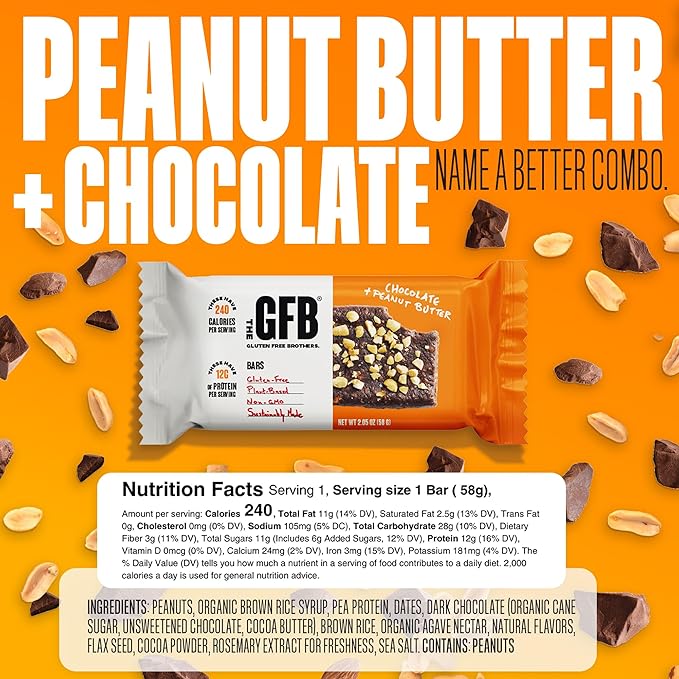 The GFB Variety Pack Protein Bars - Gluten Free, Plant Based, Non GMO, Sustainably Made – Ridiculously Tasty, Healthy, Vegan, Nutrition Snack Protein Bars, 2.05 oz (10 Count)