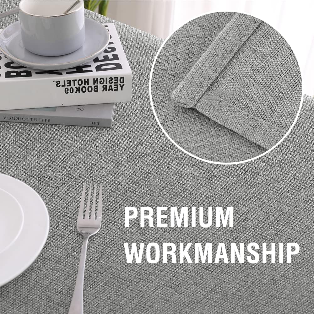H.VERSAILTEX Linen Textured Tablecloth 60 x 120 Waterproof Decorative Table Cloth Spill-Proof Linen Look Cover for Party Table Extra Soft and Thick Fabric Wrinkle Free, Heather Gray
