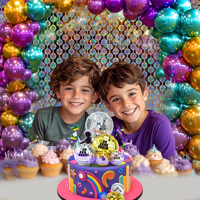2 Packs Disco Ball Foil Curtain, Silver Glitter Metallic Backdrop for Birthday, Wedding, Baby Shower, Bachelorette, 70s 80s 90s Theme Party, Disco Party Decorations Supplies