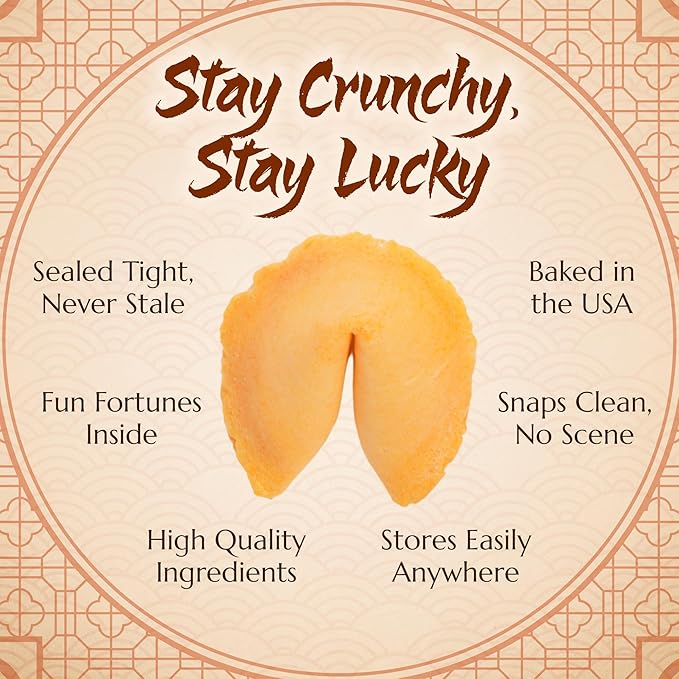 East and Else Fortune Cookies, Individually Wrapped, Vanilla Flavor, Premium Bulk Pack, Made in USA (100 Count)