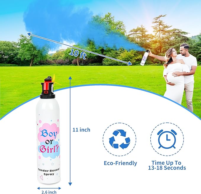 Baby Gender Reveal Fire Extinguisher; Colorful Smoke Powder Spray; 100% Safe and Eco-Friendly Gender Reveal Party Idea (300g blue 2pcs)