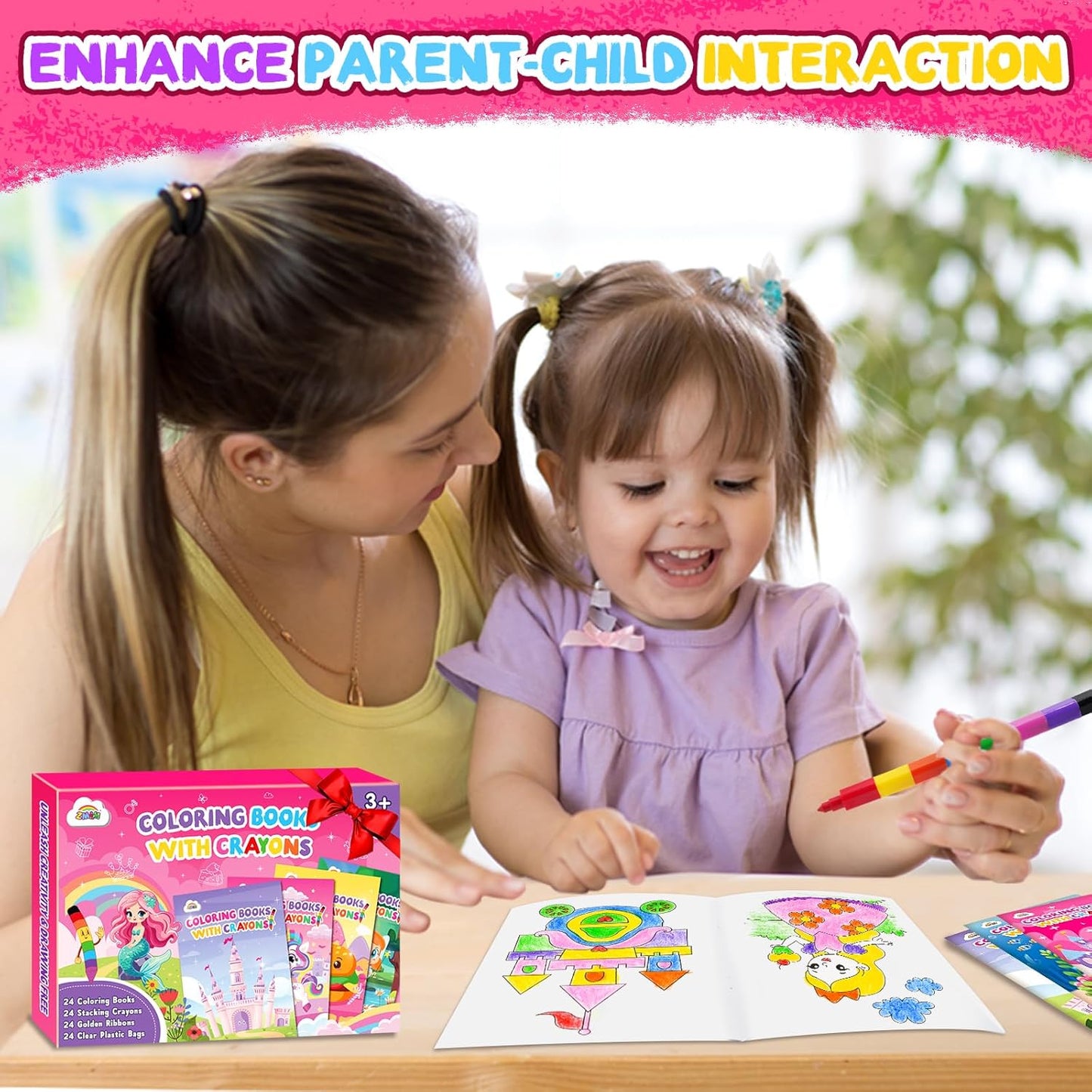 ZMLM 24 Coloring Books for Kids Party Favors: Bulk 24 Crayons Mini Coloring Books for Kids Ages 4-8 Birthday Goodie Bags Stuffers Toddlers Return Gifts Classroom Prizes Teacher Crafts (Girls)