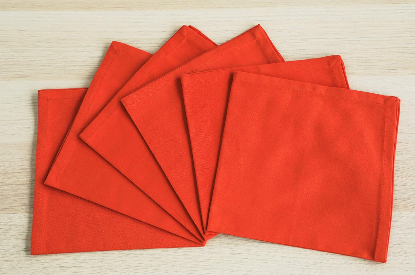 AMOUR INFINI Cotton Cloth Napkins Set of 12 - Soft Premium Dinner Napkins with Hemmed Edges, Hotel Quality 18x18 Inch for Home Dining, Table Decor (Orange)