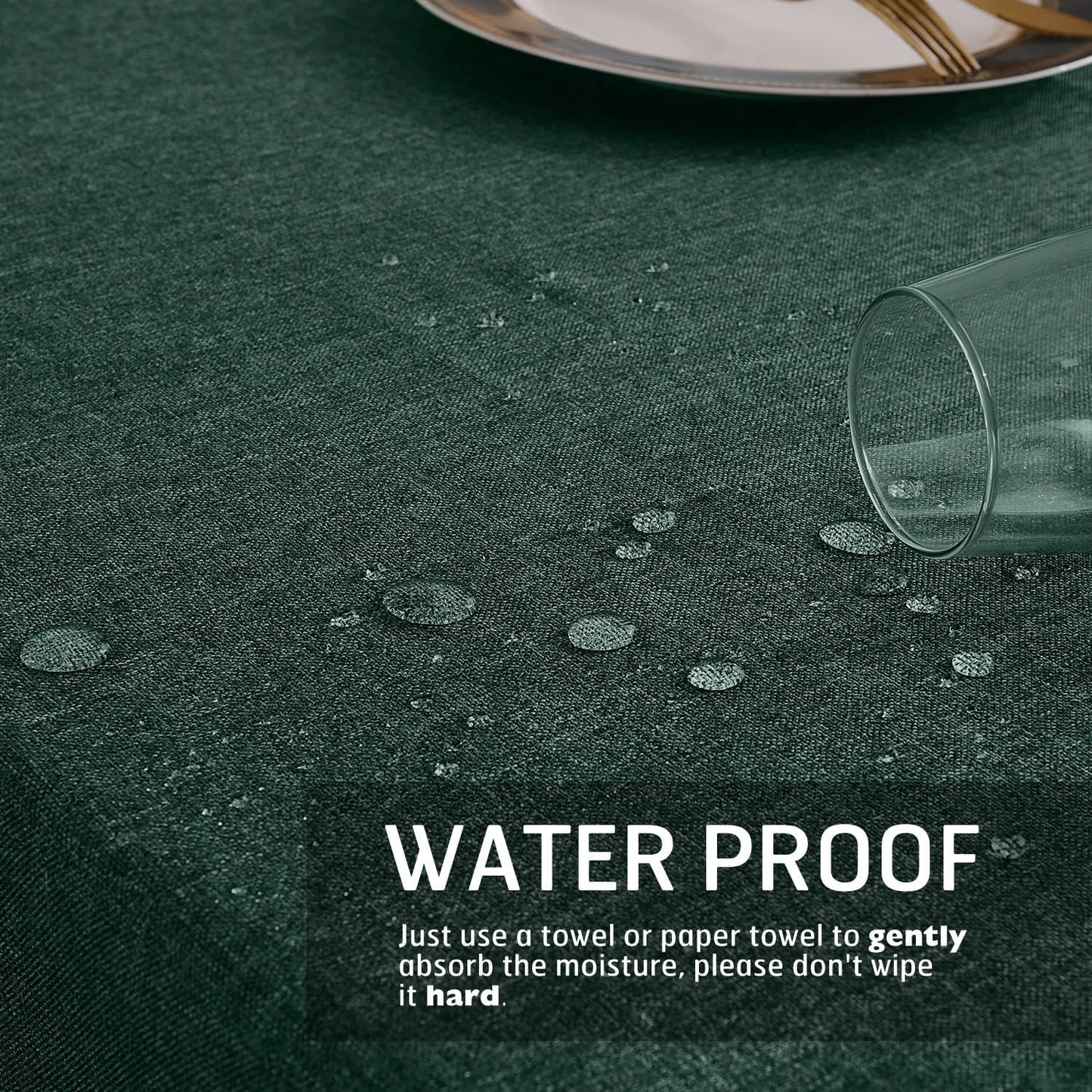 SEASHORE TREE Rectangle Tablecloth Linen Textured Table Cloths 55 x 71 Inch Waterproof Spill-Proof Wipeable Wrinkle Free Dining Table Cover for Buffet Party Farmhouse Outdoor Indoor Use, Hunter Green