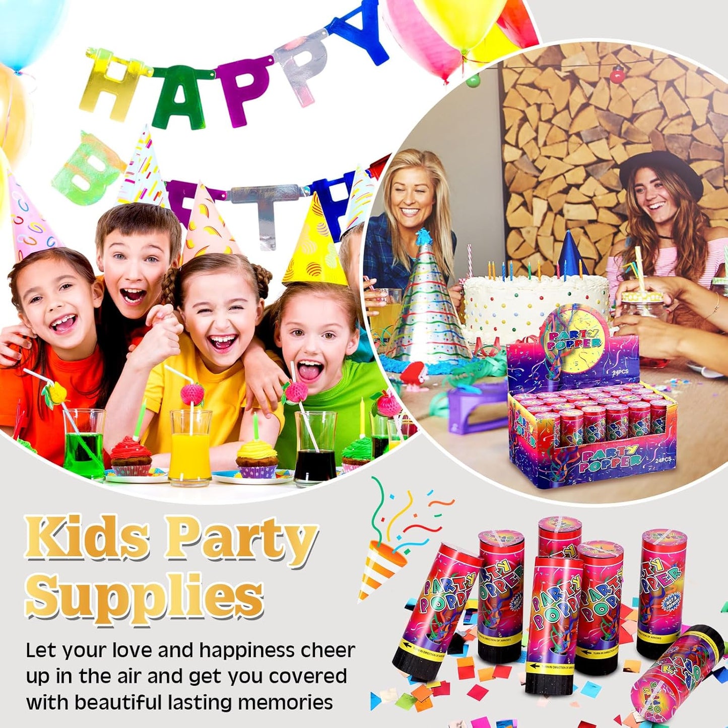 Honoson 48 Pcs Confetti Poppers Cannons Confetti Shooters Air Compressed Cannon for Wedding Birthday Party Bridal Shower Graduation Decoration Favor (4.33 Inch)