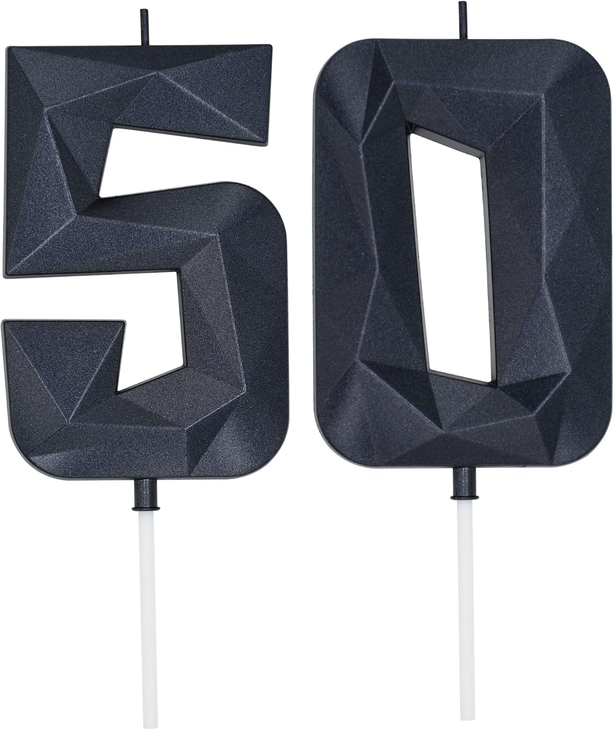 DERVENTA Large Birthday Candle Number 3D Black 3.7 inch Party Celebration Anniversary Decoration Cake Topper 1 Piece (Number 50 Black)