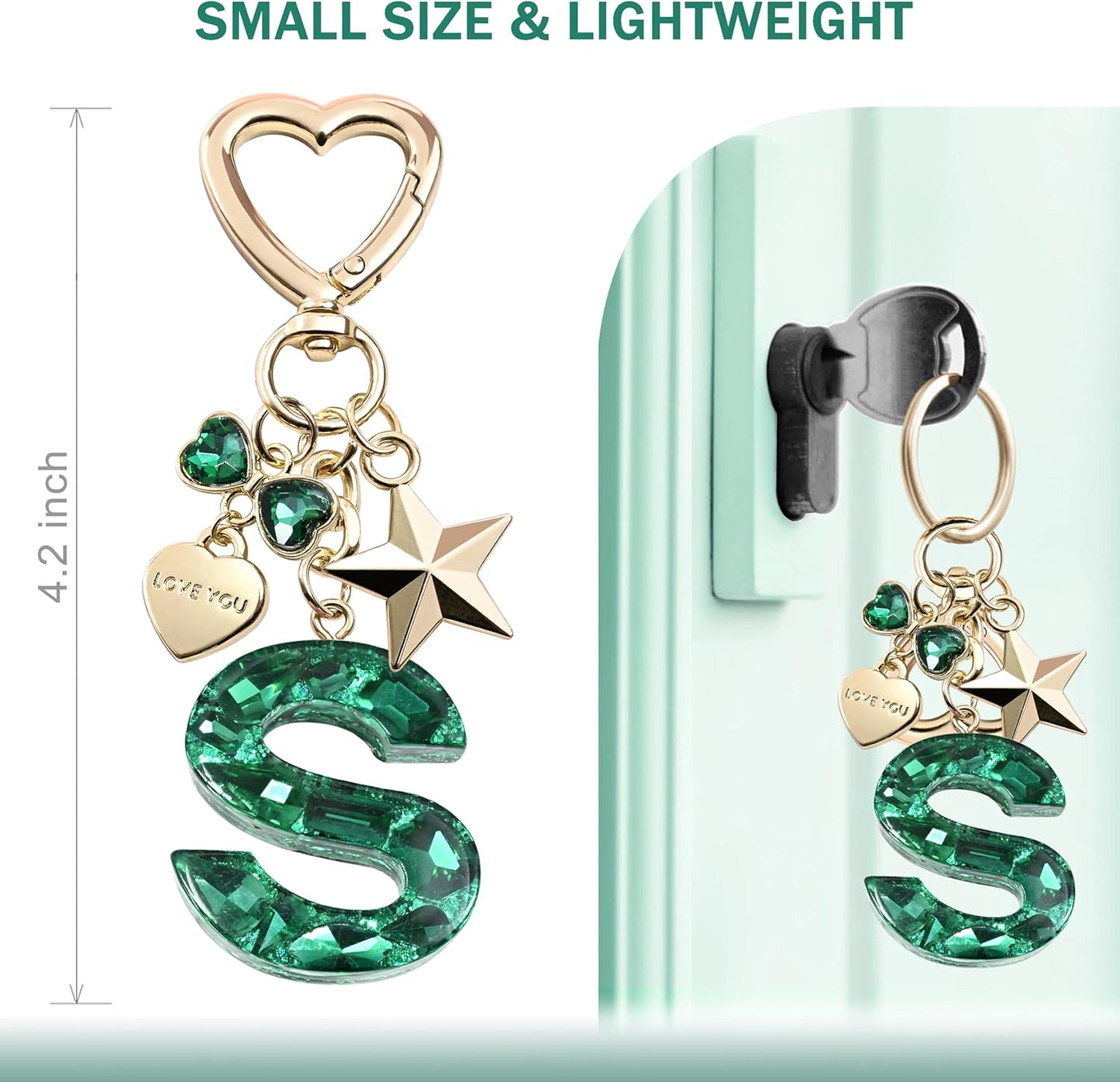 Cute Bling Keychain initial Letter Butterfly Star Pink Purple Gift for Women Girls Bag Cup Charms Accessories