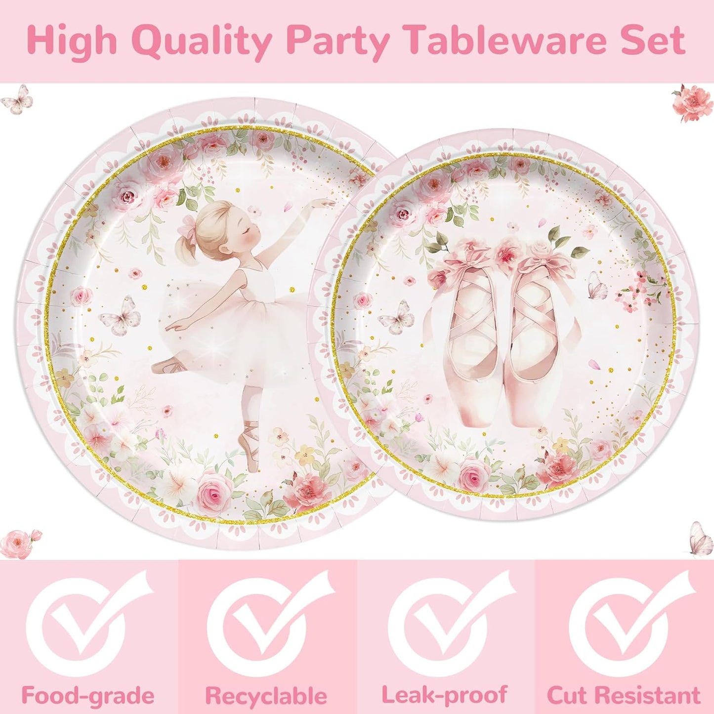 168PCS Princess Party Supplies for Girls Plates and Napkins for Birthday Party Star Themed Baby Shower Paper Plates Tableware 24 Guests