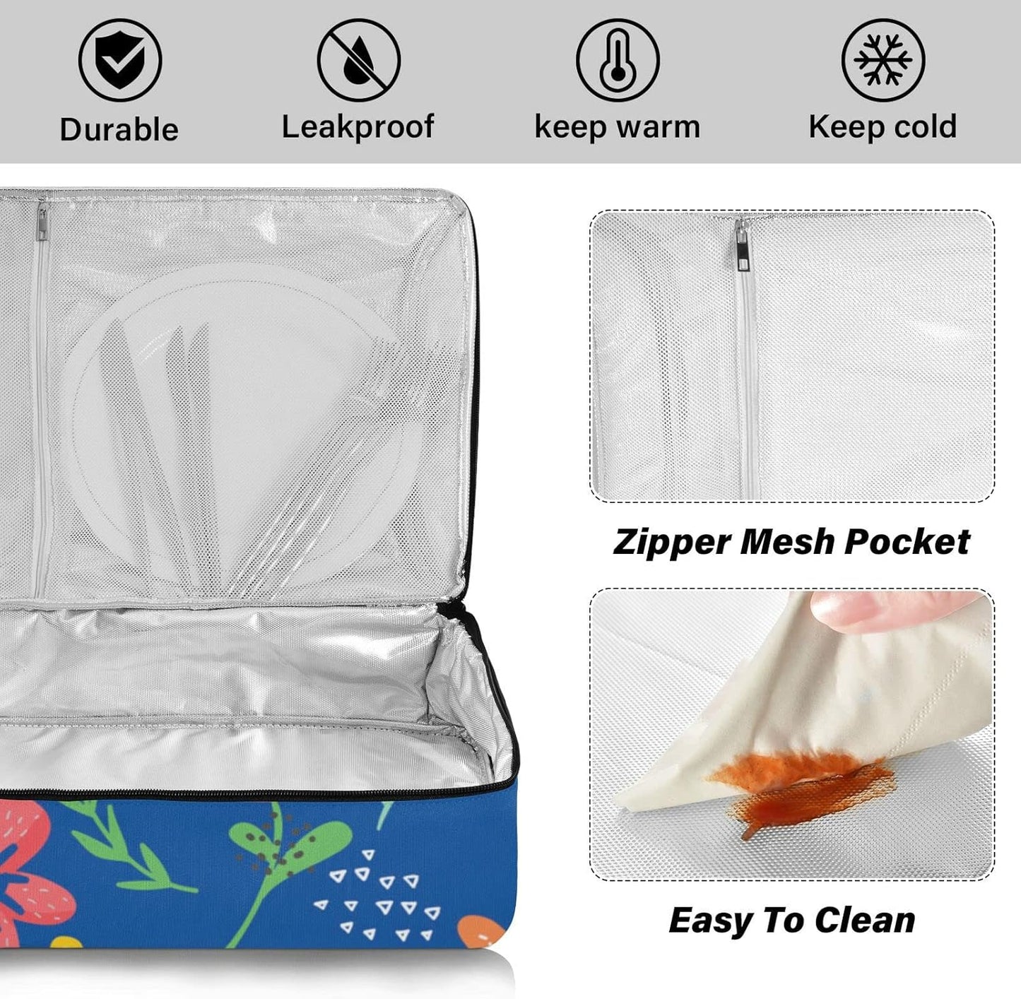 Casserole Carriers for Hot or Cold Food Reusable Casserole Dish Carrier Insulated Thermal Large Capacity Durable Perfect for Party Camping Family Gatherings Yellow Fish
