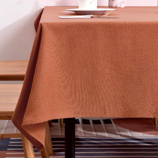 BALCONY & FALCON Rectangle Table Cloth – Waterproof, Wrinkle-Resistant & Dust-Proof Farmhouse Tablecloth for Dining, Kitchen, Party Decorations, Fall Thanksgiving Gatherings (Cinnamon, 55" x 71")