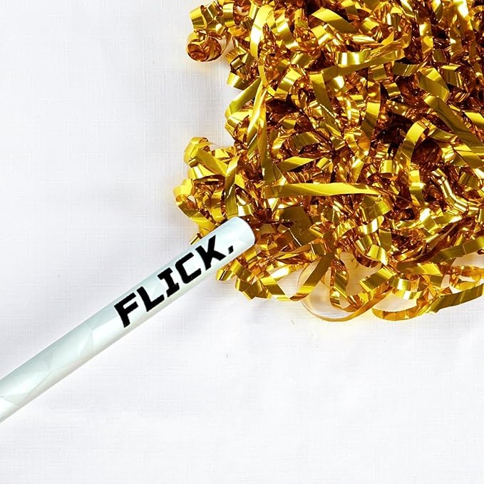 Ultimate Confetti - 8 Pack Gold Metallic Foil Streamers Confetti Wands - Handheld 14" Mylar Shinny Streamer Flick Sticks For Wedding, Birthday, Parties & Live Events - 2 Handfuls, 1.5 oz Each Stick