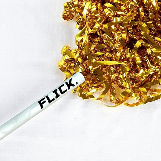 Ultimate Confetti - 8 Pack Gold Metallic Foil Streamers Confetti Wands - Handheld 14" Mylar Shinny Streamer Flick Sticks For Wedding, Birthday, Parties & Live Events - 2 Handfuls, 1.5 oz Each Stick