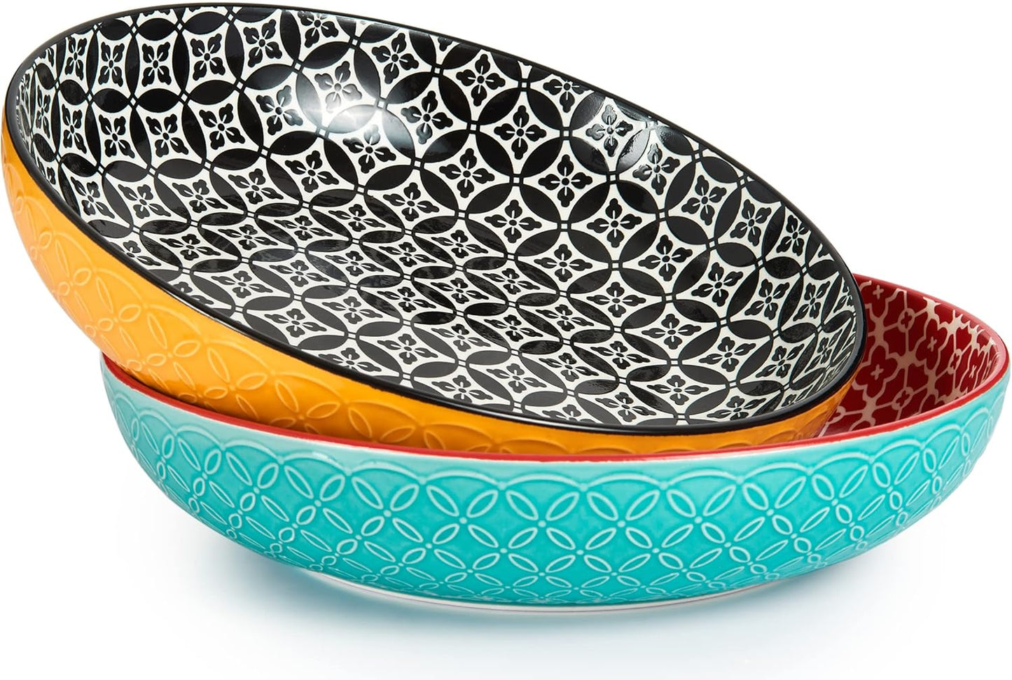 DOWAN 11.5" Large Serving Platter, 2.9 Qt Decorative Fruit Bowl for Kitchen Counter, Serving Dishes for Salad Pasta Entertaining Parties, Ceramic Serving Bowl Plates, Big Colorful Bowls for Home Decor