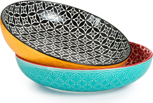 DOWAN 11.5" Large Serving Platter, 2.9 Qt Decorative Fruit Bowl for Kitchen Counter, Serving Dishes for Salad Pasta Entertaining Parties, Ceramic Serving Bowl Plates, Big Colorful Bowls for Home Decor