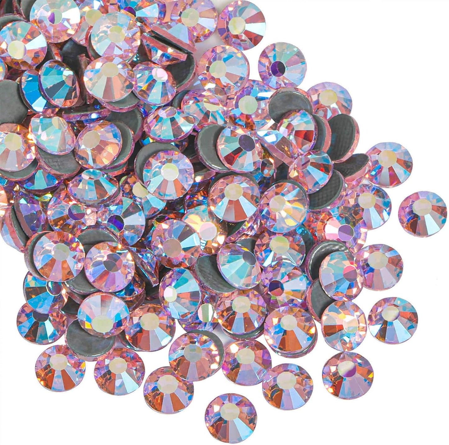 Beadsland Hotfix Rhinestones, 2880pcs Flatback Crystal Rhinestones for Crafts Clothes DIY Decorations, Light Pink AB, SS8, 2.3-2.5mm