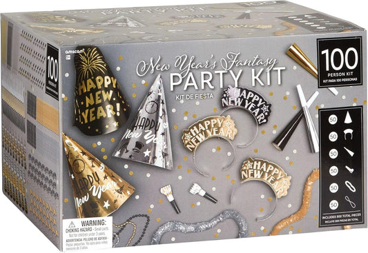 amscan Fantasy 2025 New Year's Eve Decorations Party Supplies for 100, Includes Top Hats, Tiaras and Bead Necklaces